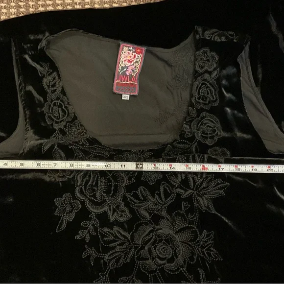 Johnny Was Black Velvet Maxi Dress - Picture 7 of 16